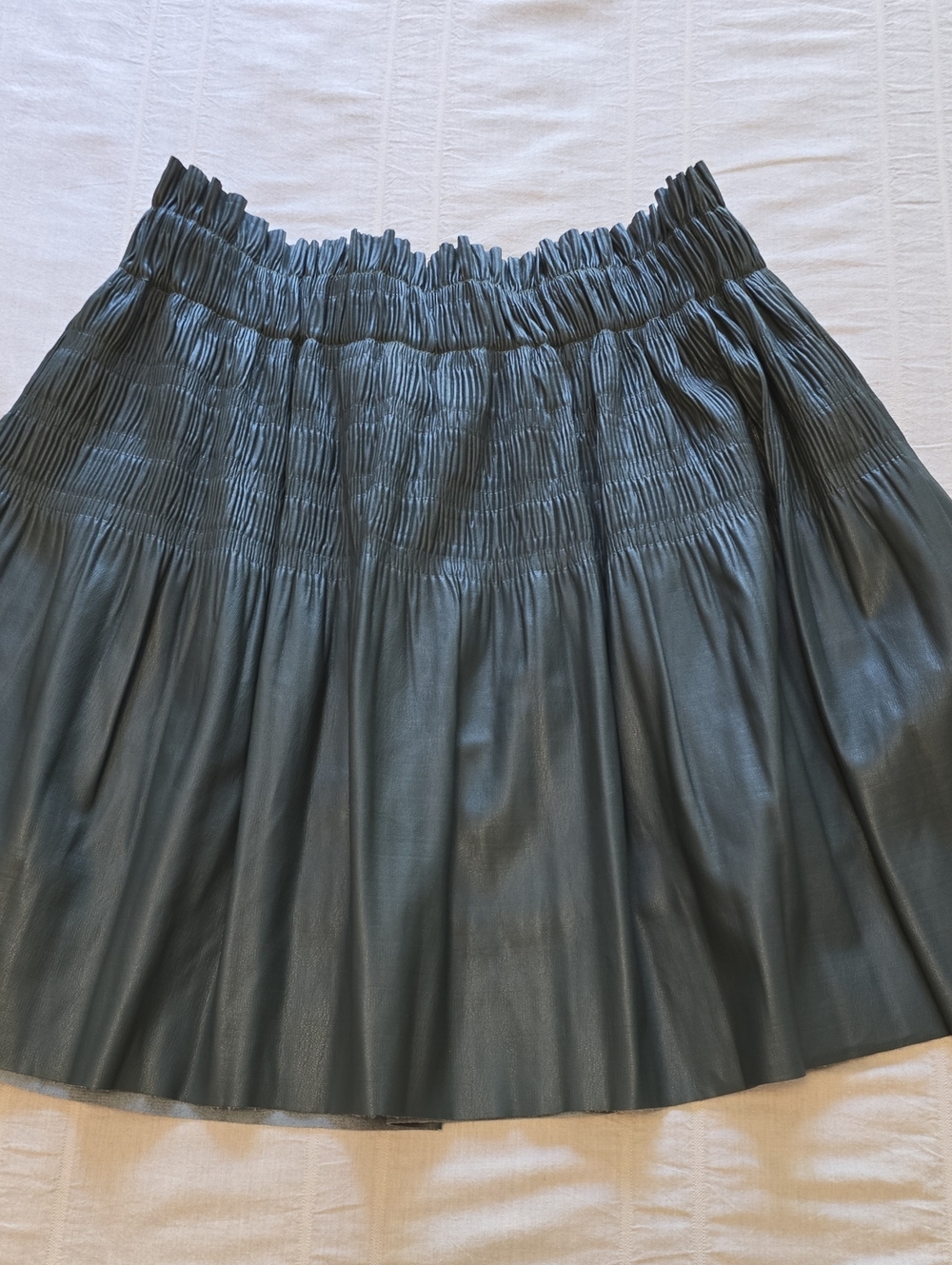 7 For All Mankind Faux Leather Smocked Paperbag Waist Mini Skirt Size Small